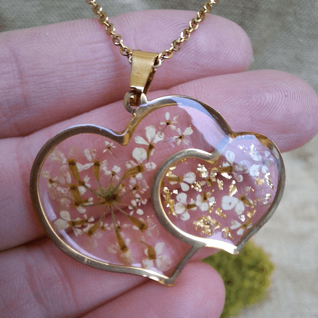 Collier cœurs de fleurs ♡ doré