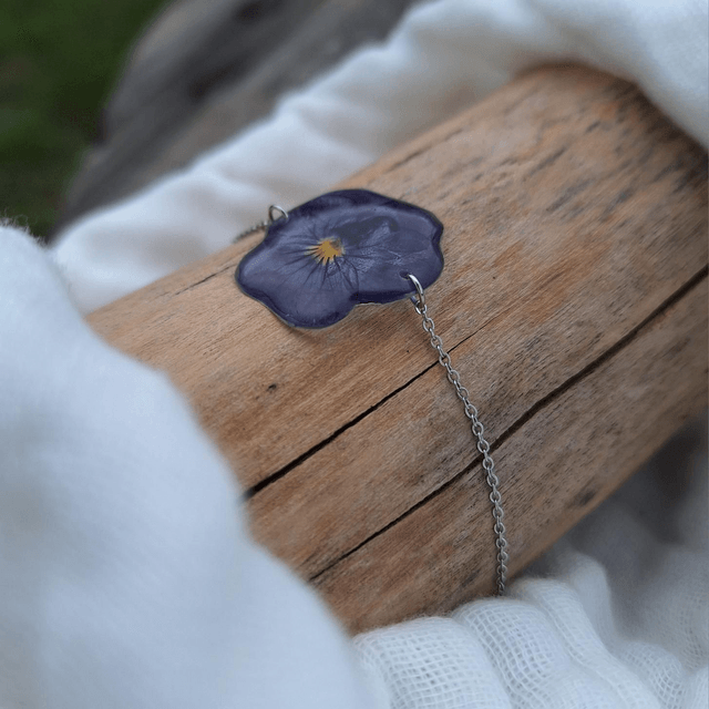 Bracelet petite Pensée • Viola cornuta • argenté 