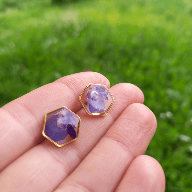 Puces d'oreilles ∙ doré ⬡ hexagonales Lobelia 