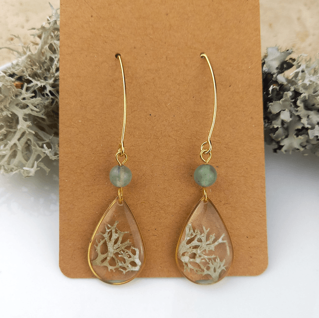 Boucles d'oreilles ∙ doré gouttes de fleurs et pierre naturelle