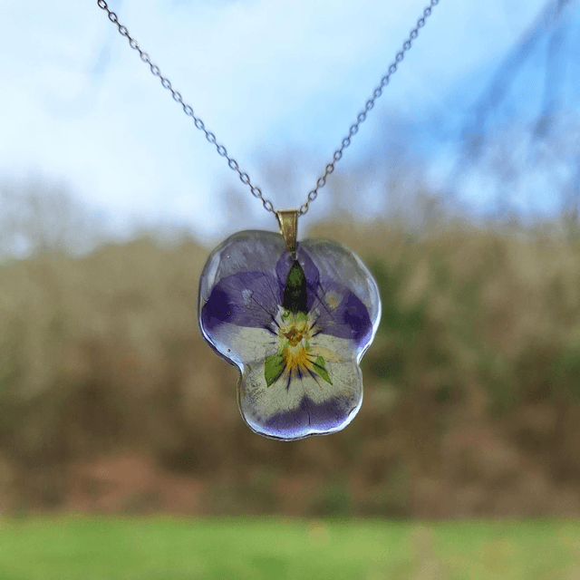 Collier petite Pensée • Viola cornuta • doré