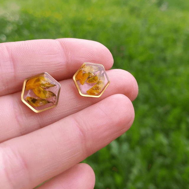 Puces d'oreilles ∙ doré ⬡ hexagonales Coronilla