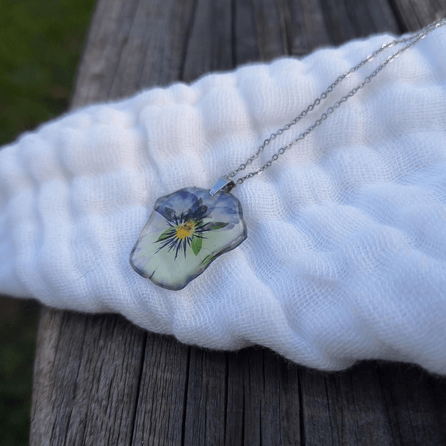 Collier petite Pensée • Viola cornuta • argenté