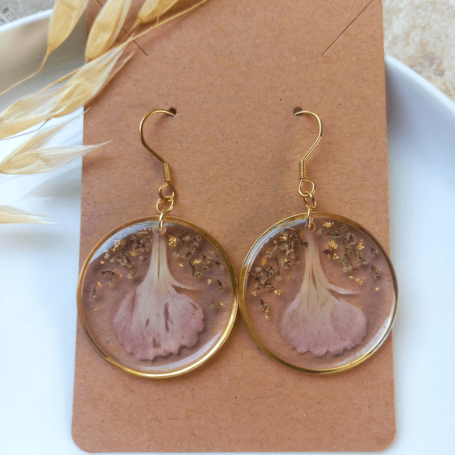 Boucles d'oreilles ∙ doré Fleurs séchées Dianthus 