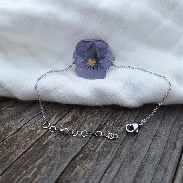 Bracelet petite Pensée • Viola cornuta • argenté 