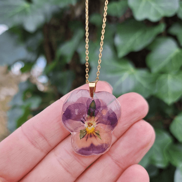 Collier petite Pensée • Viola cornuta • doré