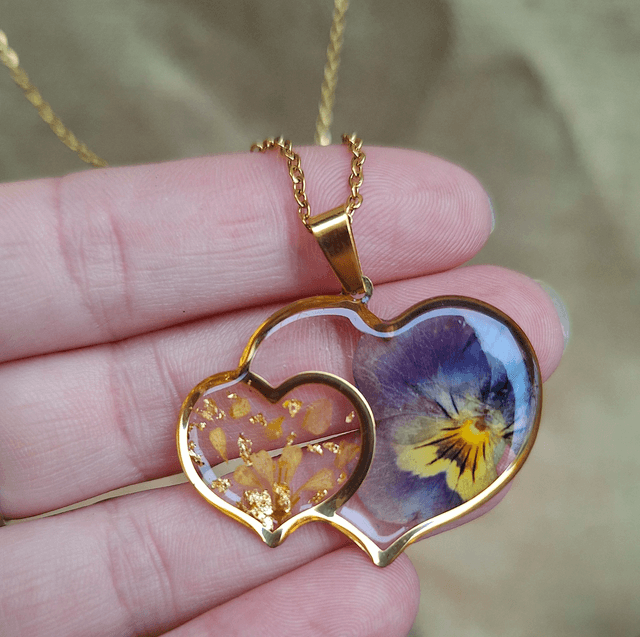 Collier cœurs de Pensée ♡ doré