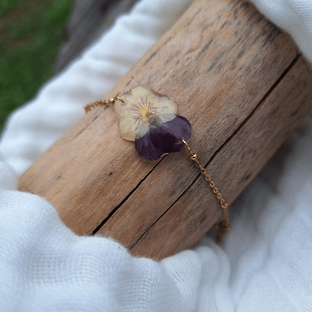 Bracelet petite Pensée • Viola cornuta • doré
