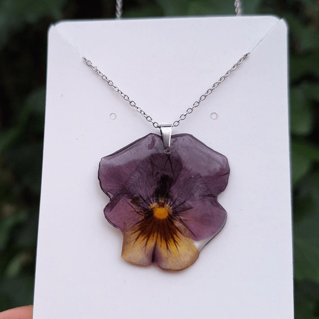 Collier petite Pensée • Viola cornuta • argenté 