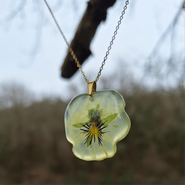 Collier petite Pensée • Viola cornuta • doré