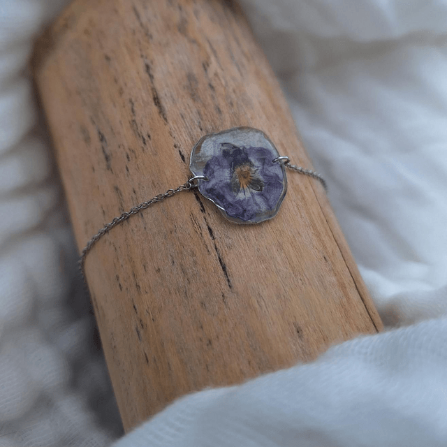 Bracelet petite Pensée • Viola cornuta • argenté 