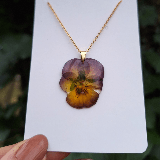 Collier petite Pensée • Viola cornuta • doré