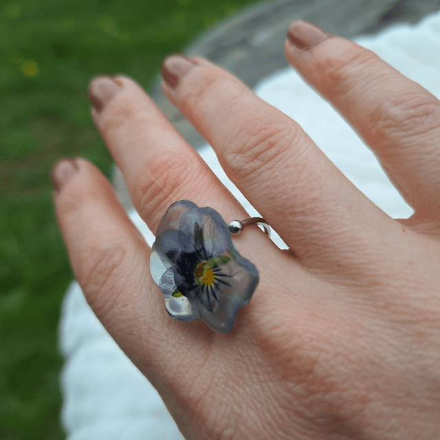 Bague petite Pensée • Viola cornuta • argenté