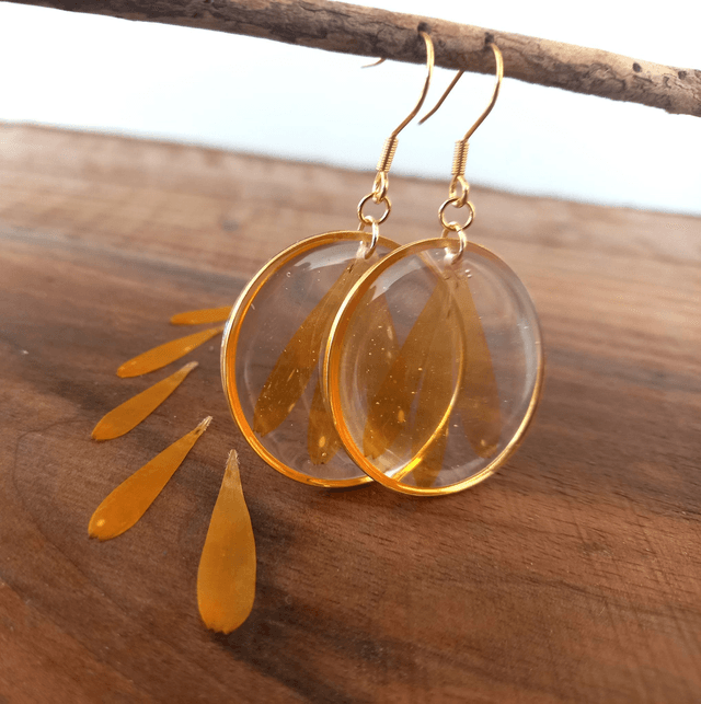 Boucles d'oreilles ∙ doré Fleurs séchées Calendula