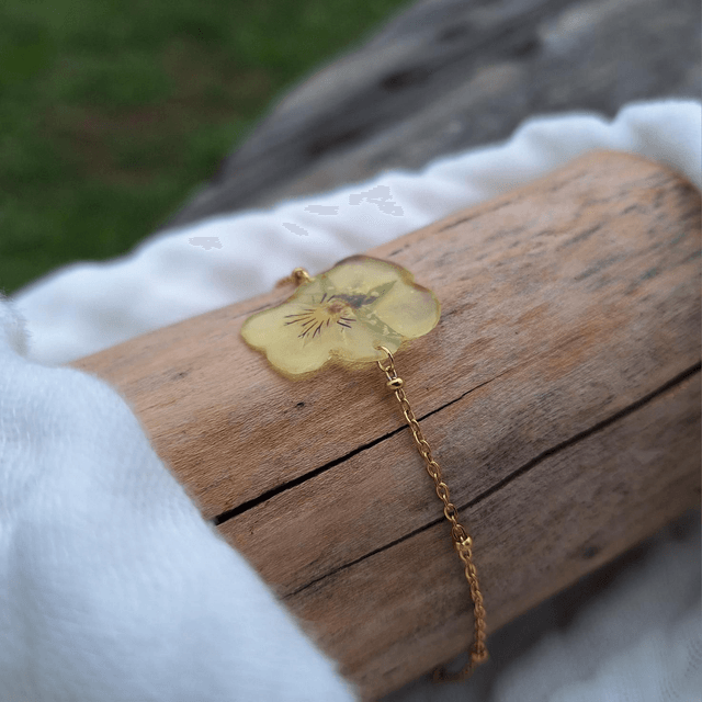 Bracelet petite Pensée • Viola cornuta • doré 