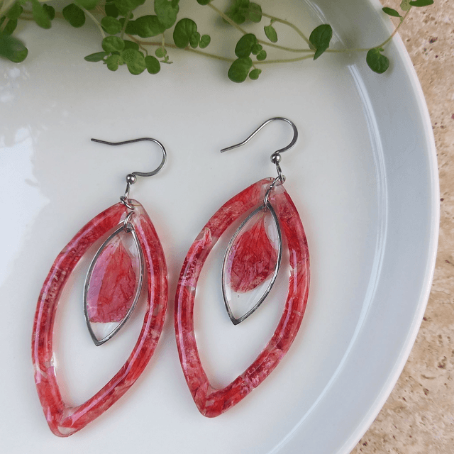 Boucles d'oreilles ∙ argenté ∙ Fleurs séchées Géranium