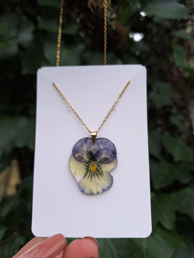 Collier petite Pensée • Viola cornuta • doré 
