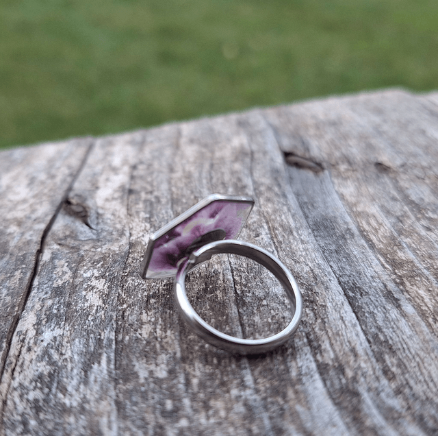 Bague argentée hexagonale ⬡ Pélargonium
