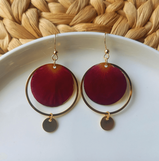 Boucles d'oreilles ∙ doré Fleurs séchées pétales de Rose