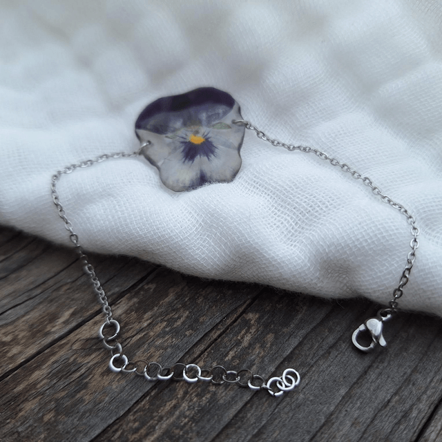 Bracelet petite Pensée • Viola cornuta • argenté 