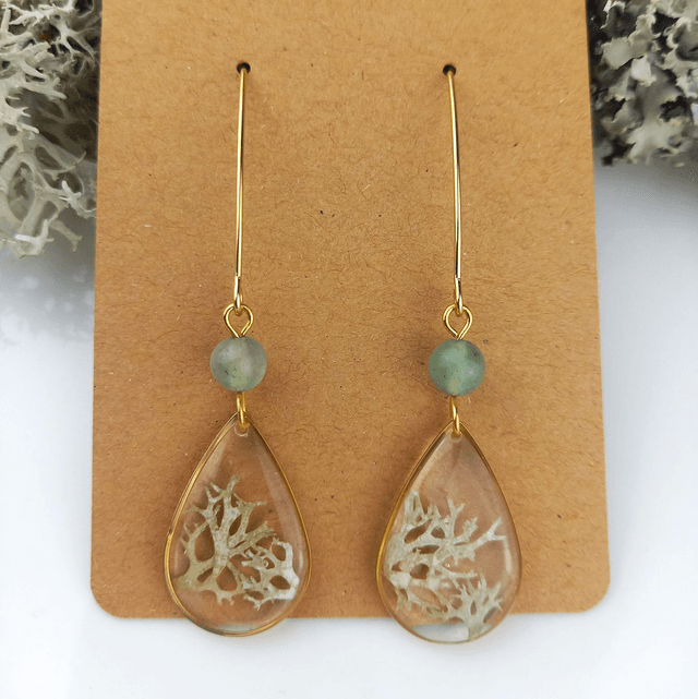 Boucles d'oreilles ∙ doré gouttes de fleurs et pierre naturelle