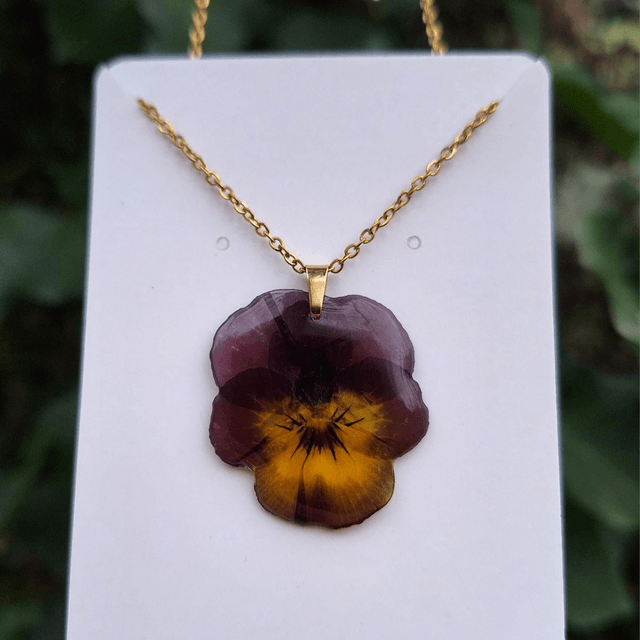 Collier petite Pensée • Viola cornuta • doré