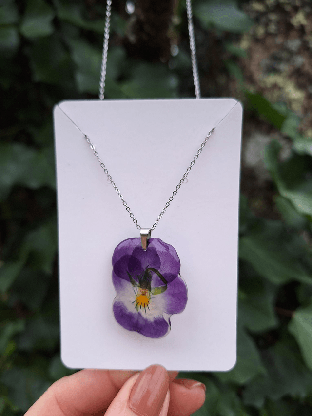 Collier petite Pensée • Viola cornuta • argenté 