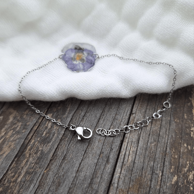 Bracelet petite Pensée • Viola cornuta • argenté 