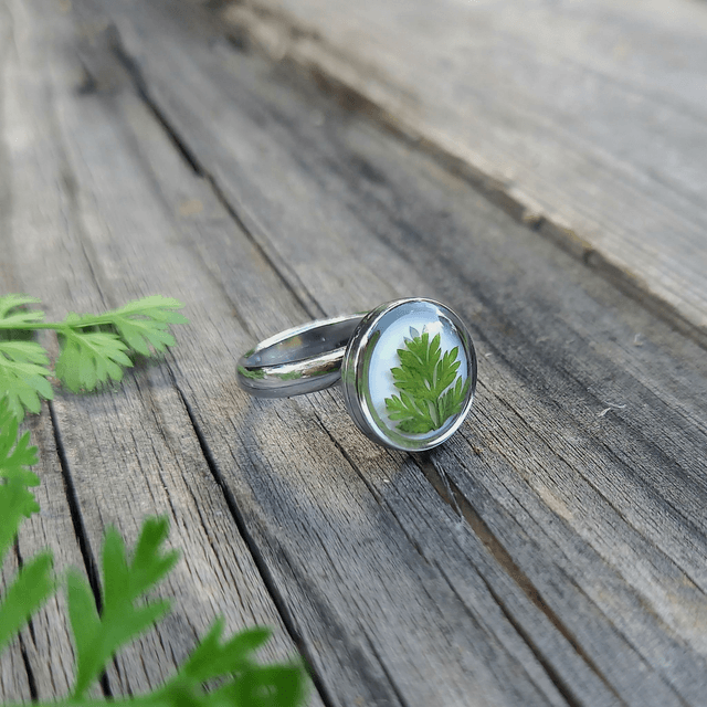 Bague argentée ◦ Végétale
