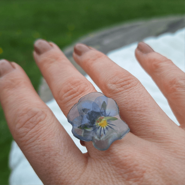 Bague petite Pensée • Viola cornuta • argenté