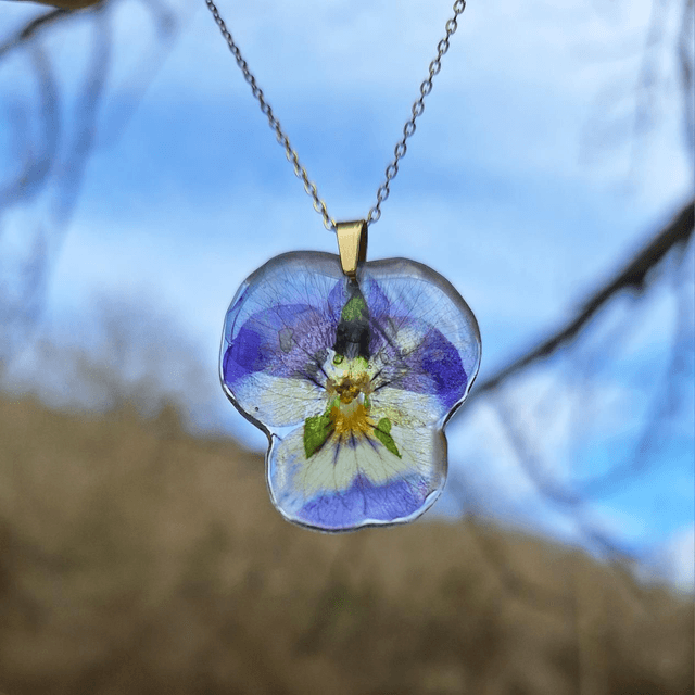 Collier petite Pensée • Viola cornuta • doré