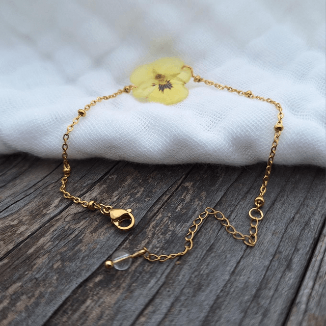 Bracelet petite Pensée • Viola cornuta • doré 