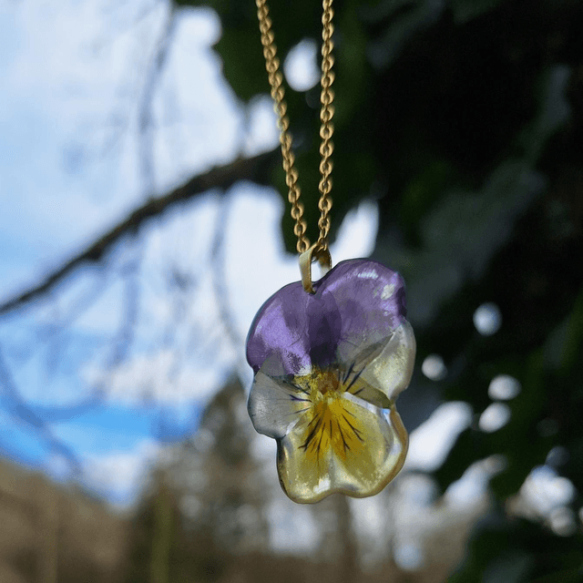 Collier petite Pensée • Viola cornuta • doré