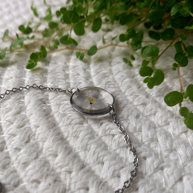 Bracelet argenté · Fleurs séchées Veronica 