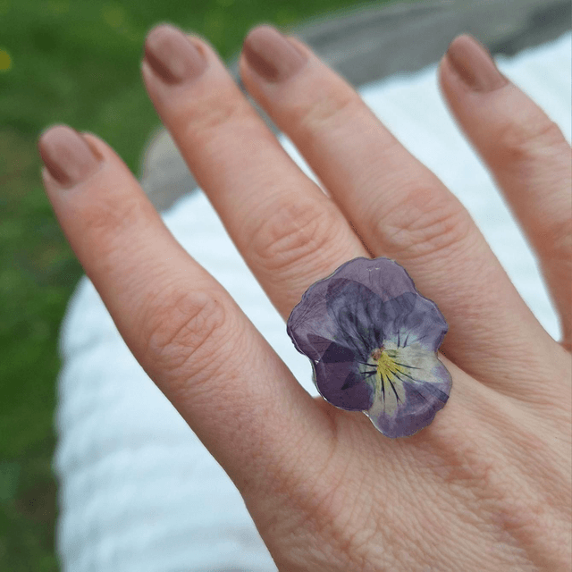 Bague petite Pensée • Viola cornuta • argenté