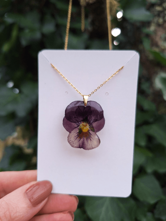 Collier petite Pensée • Viola cornuta • doré 