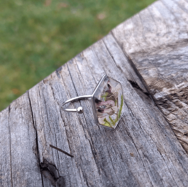 Bague argentée hexagonale ⬡ Fumaria