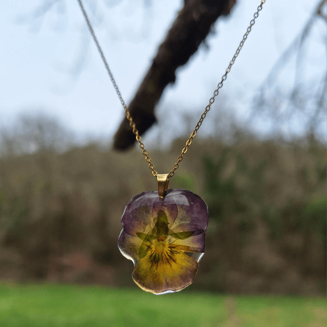 Collier petite Pensée • Viola cornuta • doré