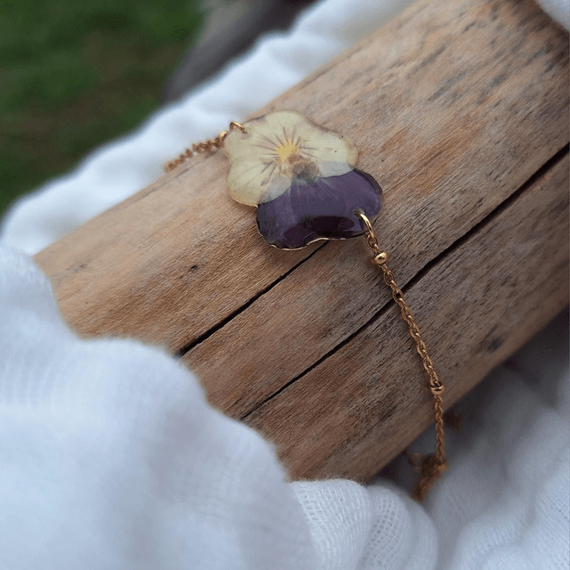 Bracelet petite Pensée • Viola cornuta • doré