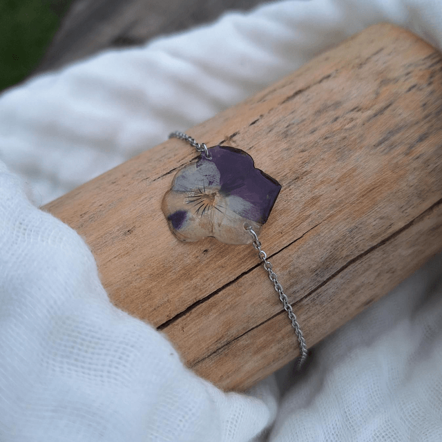 Bracelet petite Pensée • Viola cornuta • argenté 