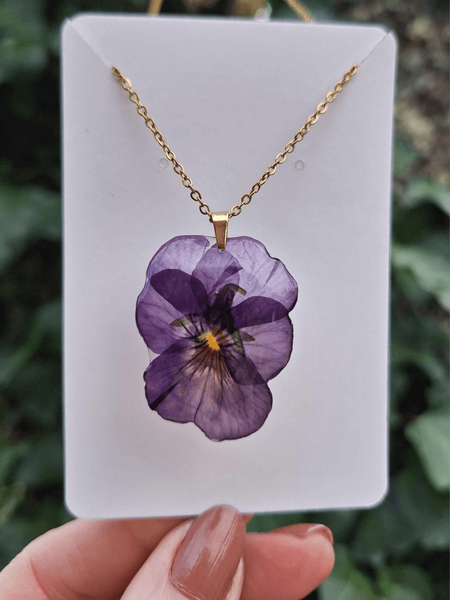 Collier petite Pensée • Viola cornuta • doré
