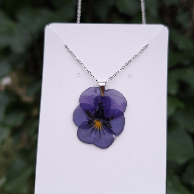 Collier petite Pensée • Viola cornuta • argenté 