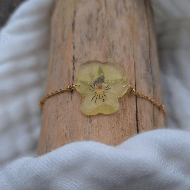 Bracelet petite Pensée • Viola cornuta • doré 
