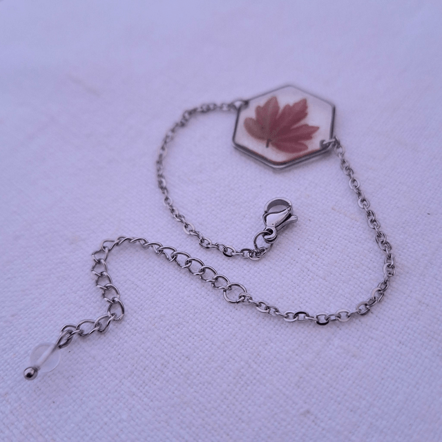 Bracelet argenté · hexagonal Érable