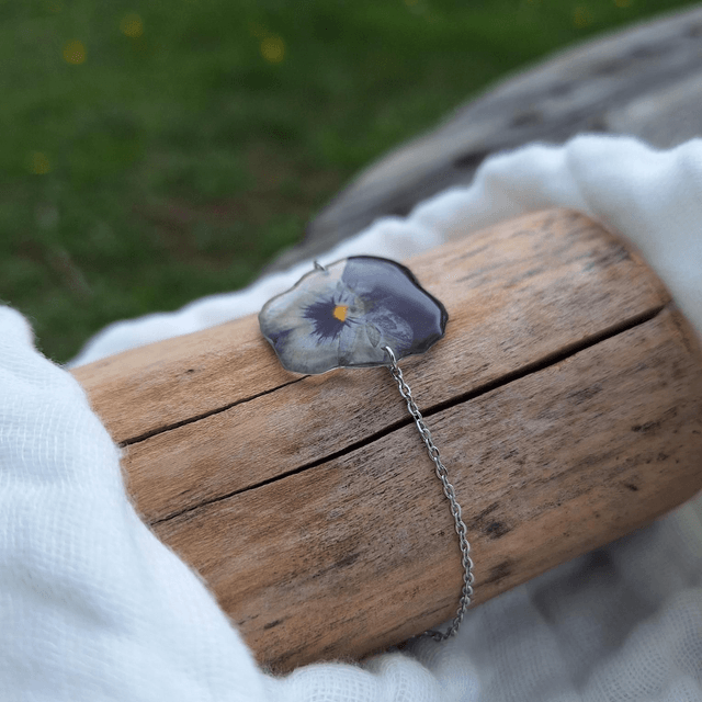 Bracelet petite Pensée • Viola cornuta • argenté 