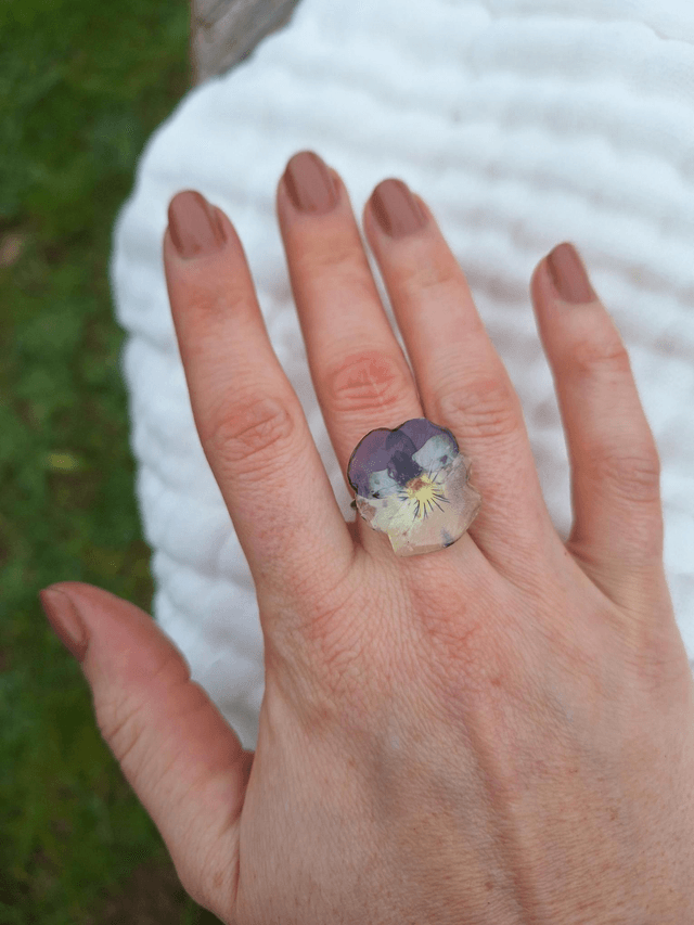 Bague petite Pensée • Viola cornuta • argenté 
