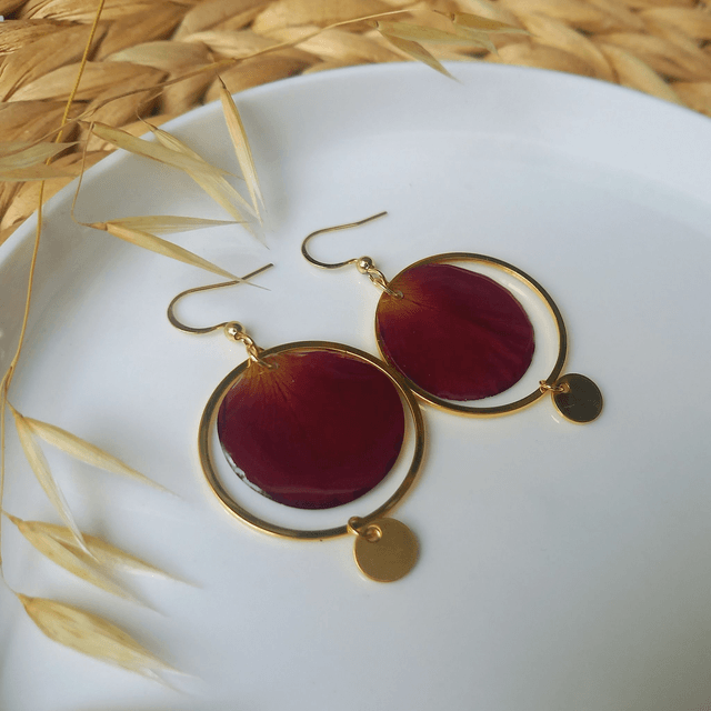 Boucles d'oreilles ∙ doré Fleurs séchées pétales de Rose
