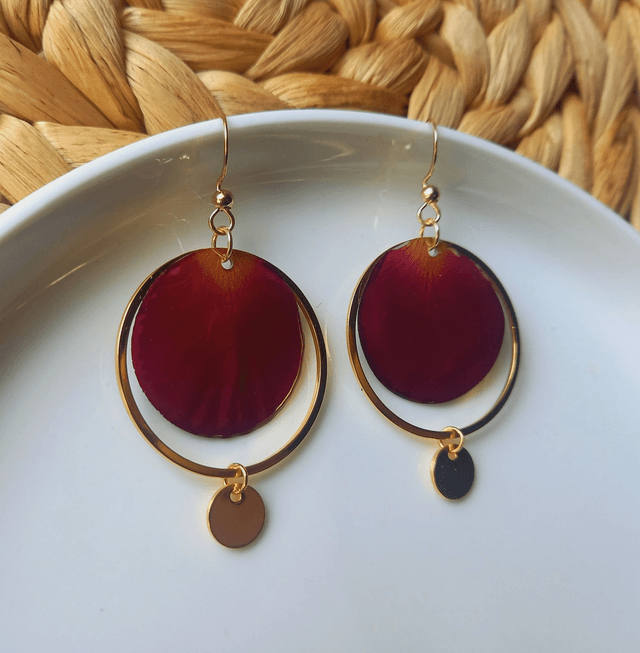 Boucles d'oreilles ∙ doré Fleurs séchées pétales de Rose