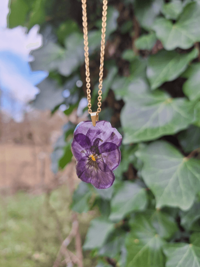 Collier petite Pensée • Viola cornuta • doré