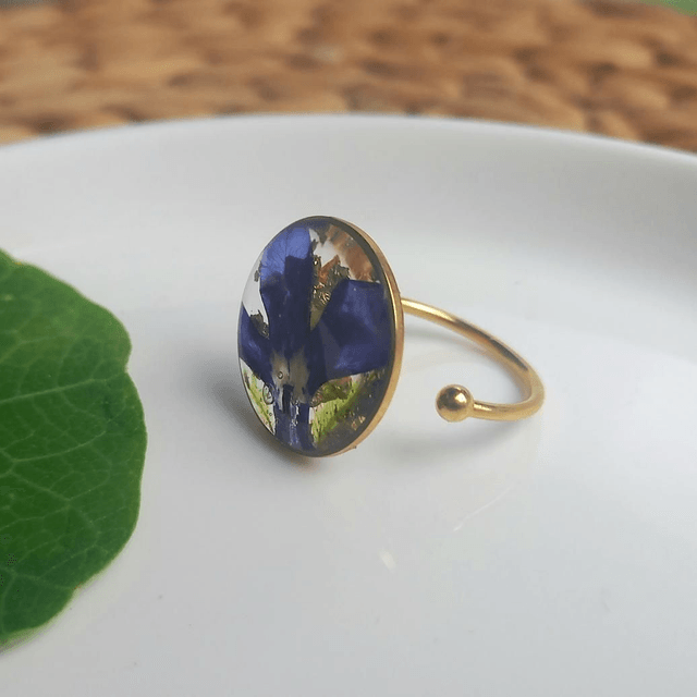 Bague dorée ◦ Fleur de Lobelia
